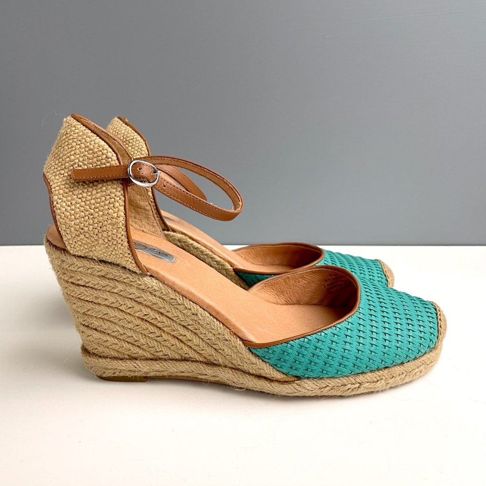 Halogen turquoise and tan espadrille wedges - size 9.5M